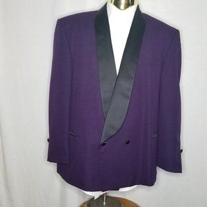 Mens Purple Tuxedo Jacket Two Button Black Satin Shawl Lapel Wedding Prom Cruise